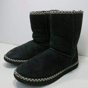 UGG Australia Classic Short 78 Shearling Boots Black Cream S/N1005080 Women Sz 8